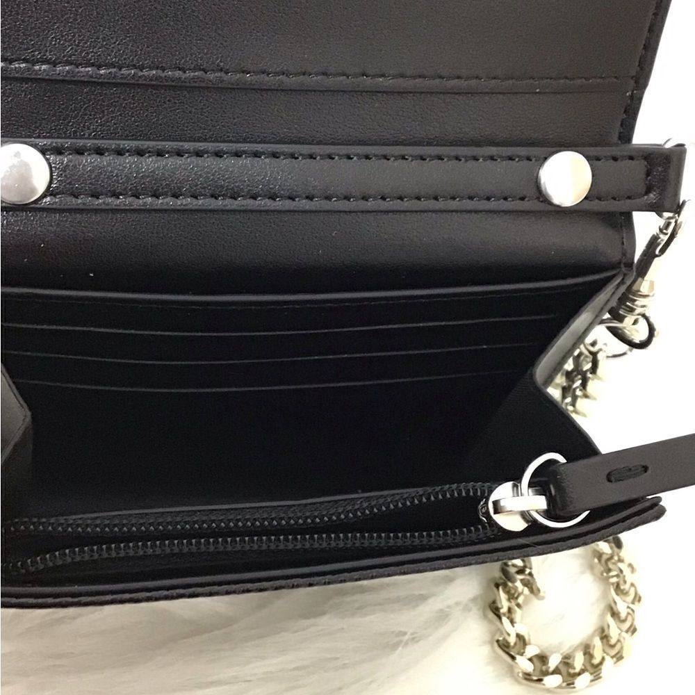 MM6 Maison Margiela Logo Black Folding Small Wallet On A Chain - Picture 14 of 16